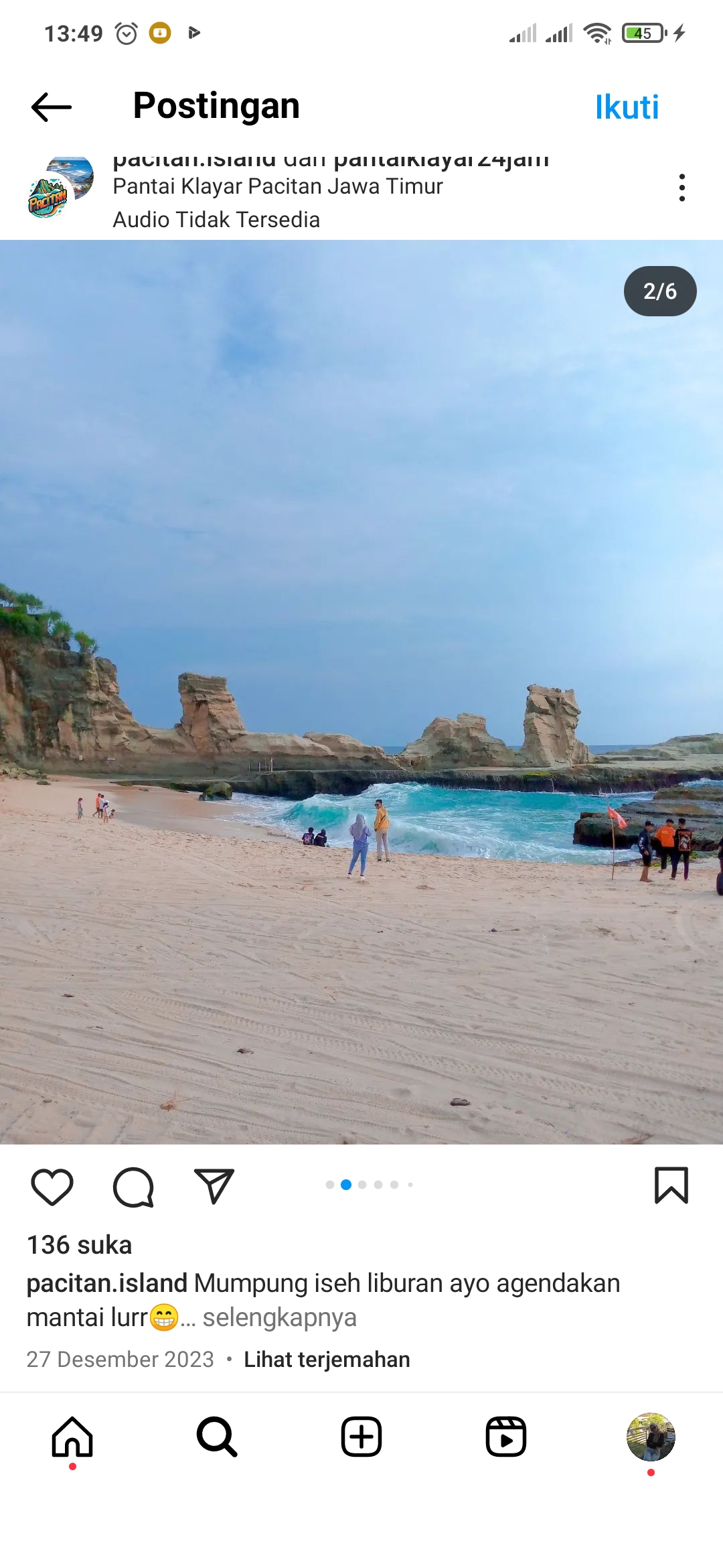 Pantai Klayar Pacitan dengan pesonanya.