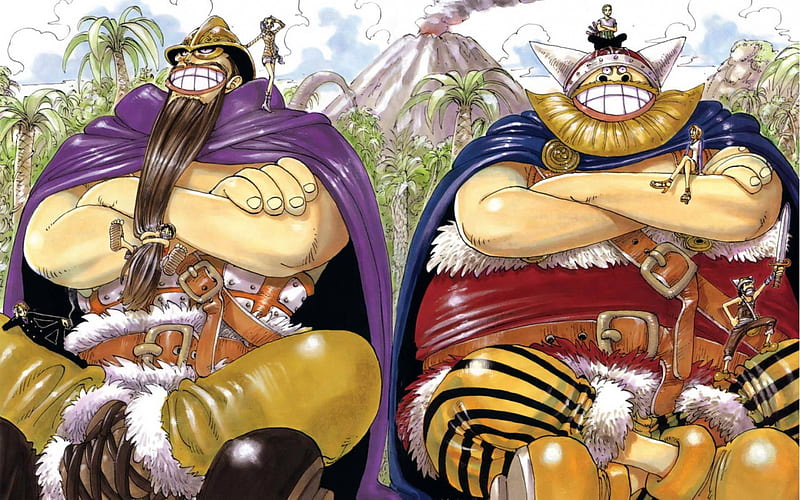 suku raksasa Dorry dan Broggy datang membantu Luffy di Pulau Egghead