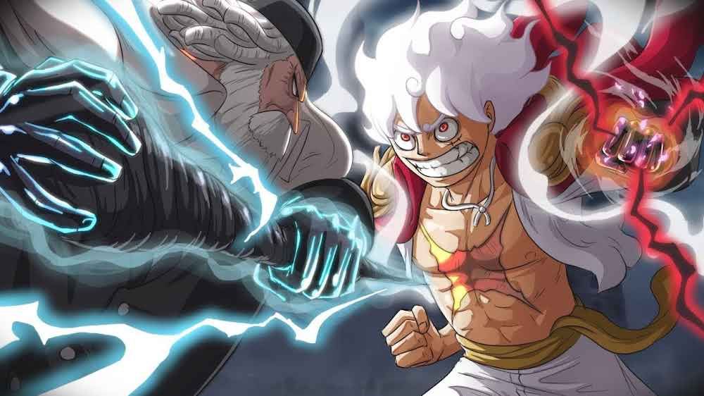 jurus baru Dewa Nika Luffy saat melawan Gorosei Saturn di Pulau Egghead