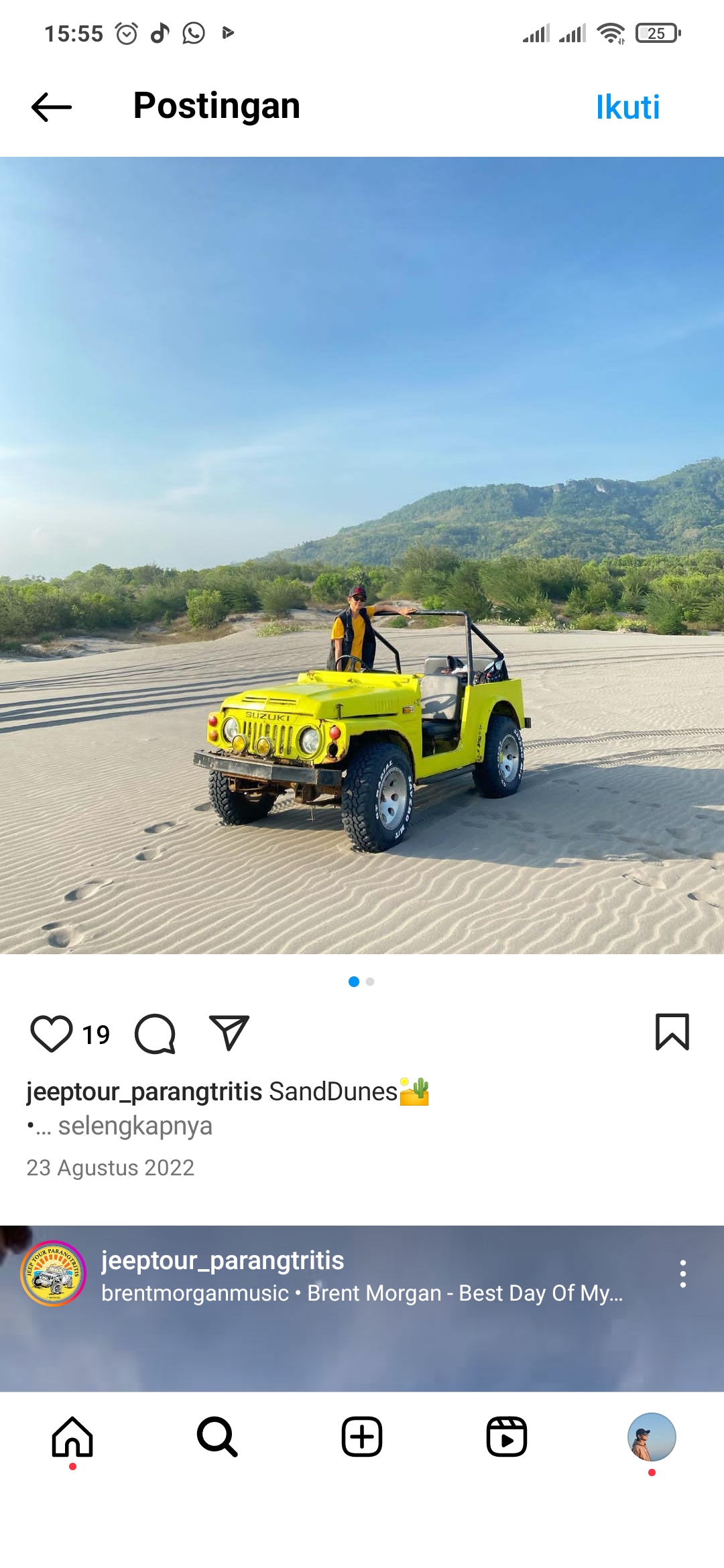 Salah satu kegiatan paling faforit di Palangtritis Jogja adalah menjelajah denga mobil Jeep