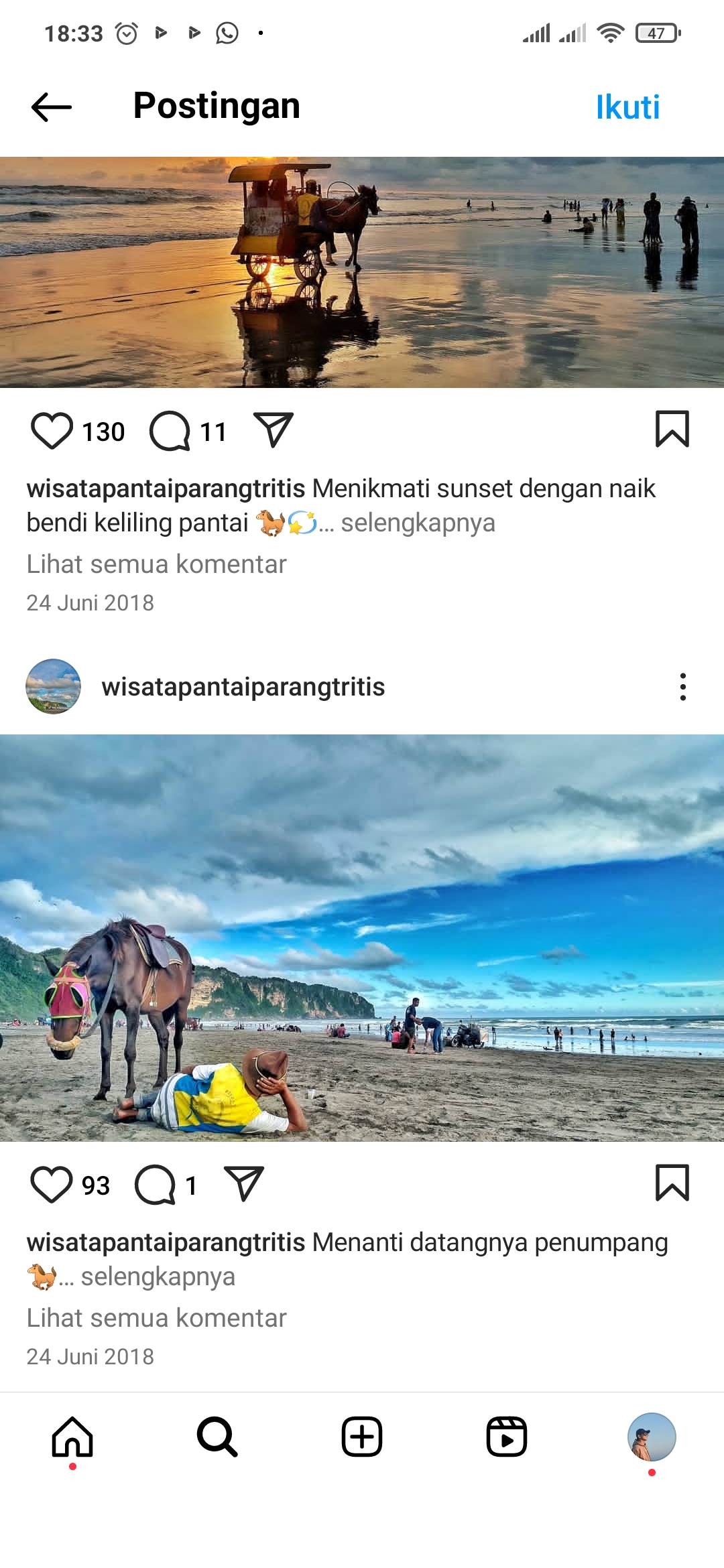 penyedia jasa kuda sedang bersantai menunggu pengunjung.