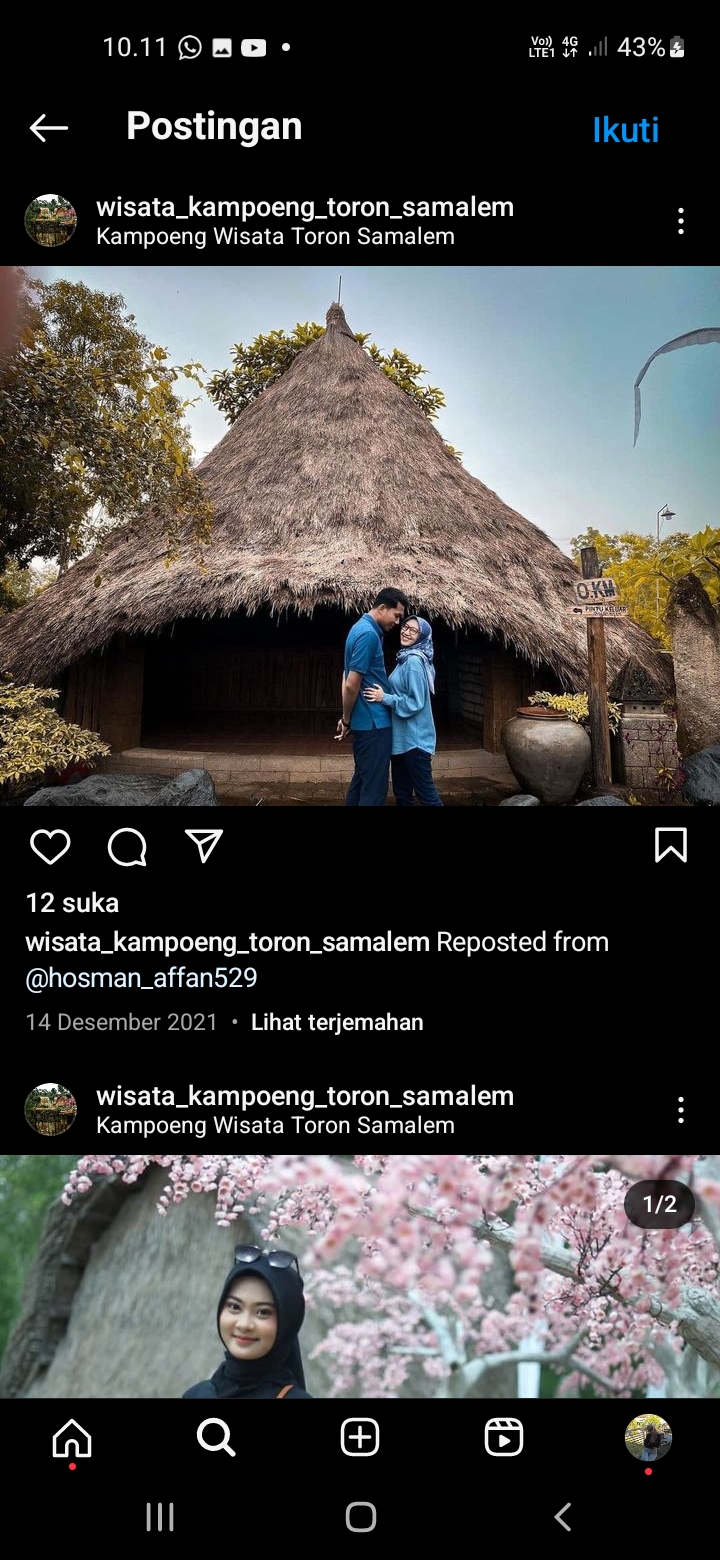 Salah satu spot foto rumah honai di wisata Kampoeng Toron Samalem