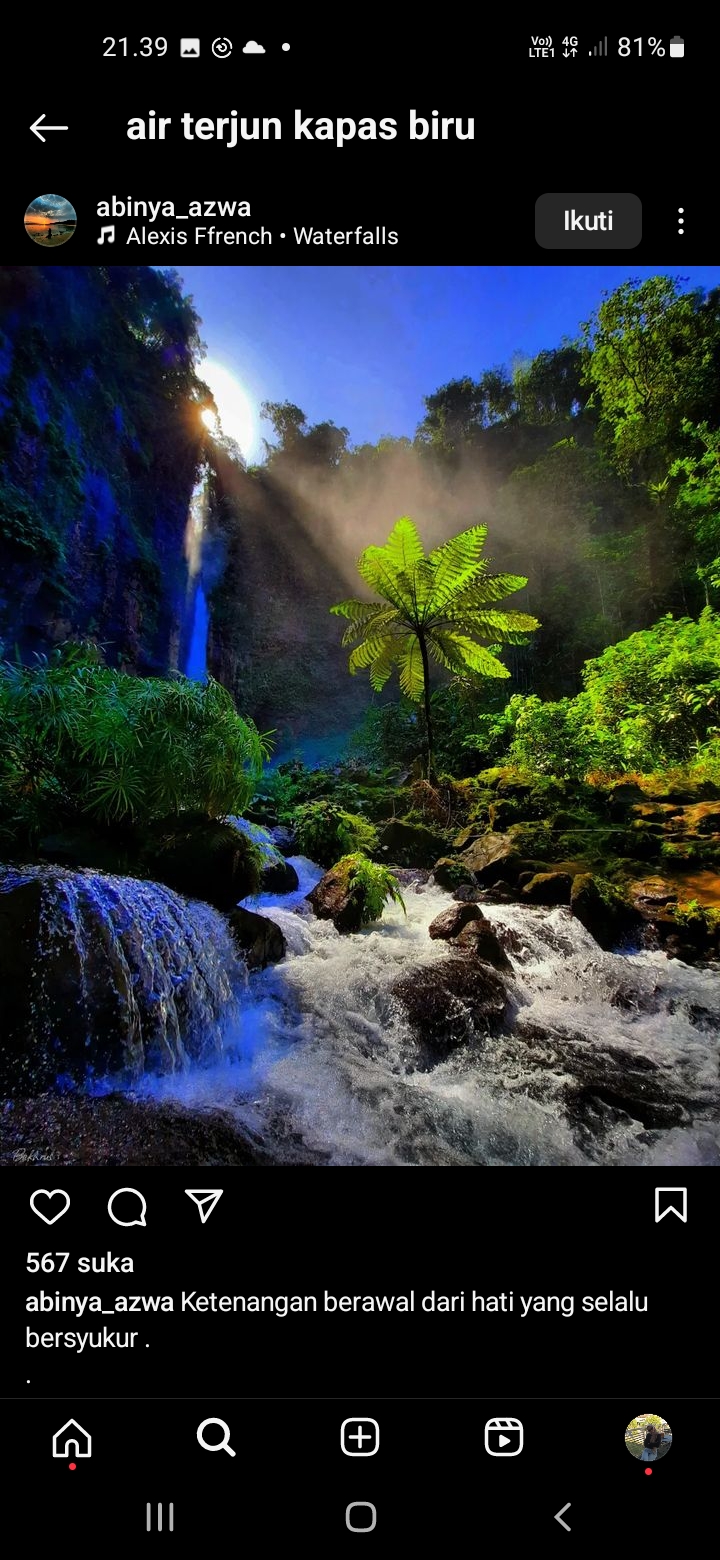 Pesona Air Terjun Kapas Biru di Lumajang