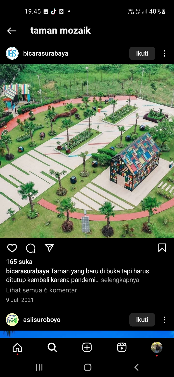 Taman Mozaik: Tempat Wisata yang Cocok untuk Berfoto, Berolahraga, dan Bersantai di Surabaya