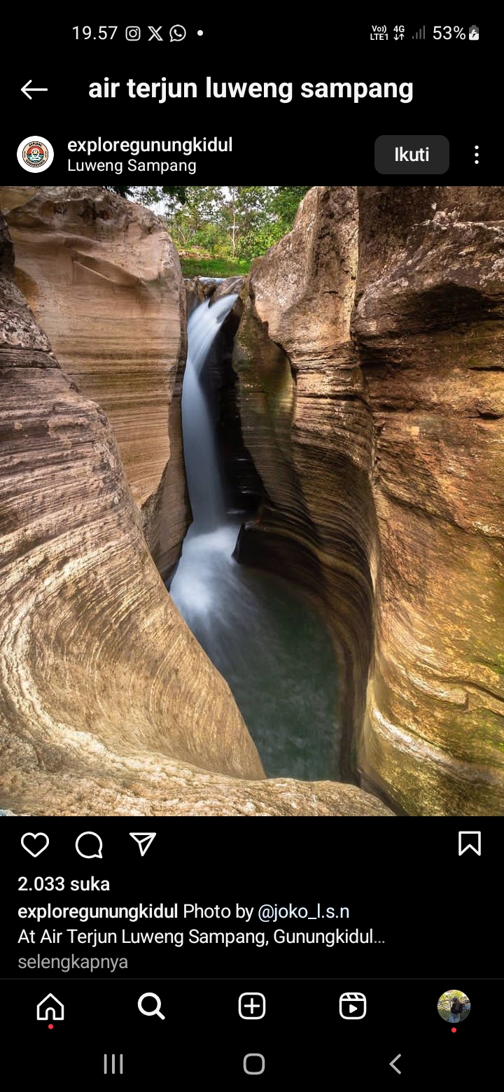 Air Terjun Luweng Sampang, Tempat Wisata yang Mirip Antelope Canyon di Arizona
