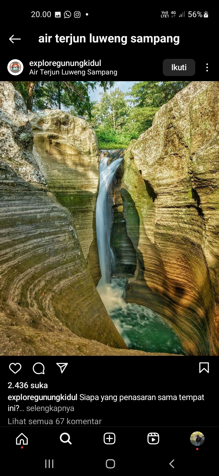 Air Terjun Luweng Sampang, Surga Alam Murah Meriah di Gunung Kidul