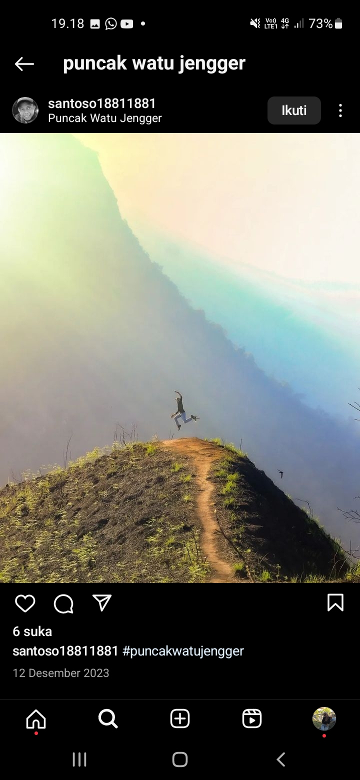 Puncak Watu Jengger, Tempat Hiking yang Ideal untuk Pemula