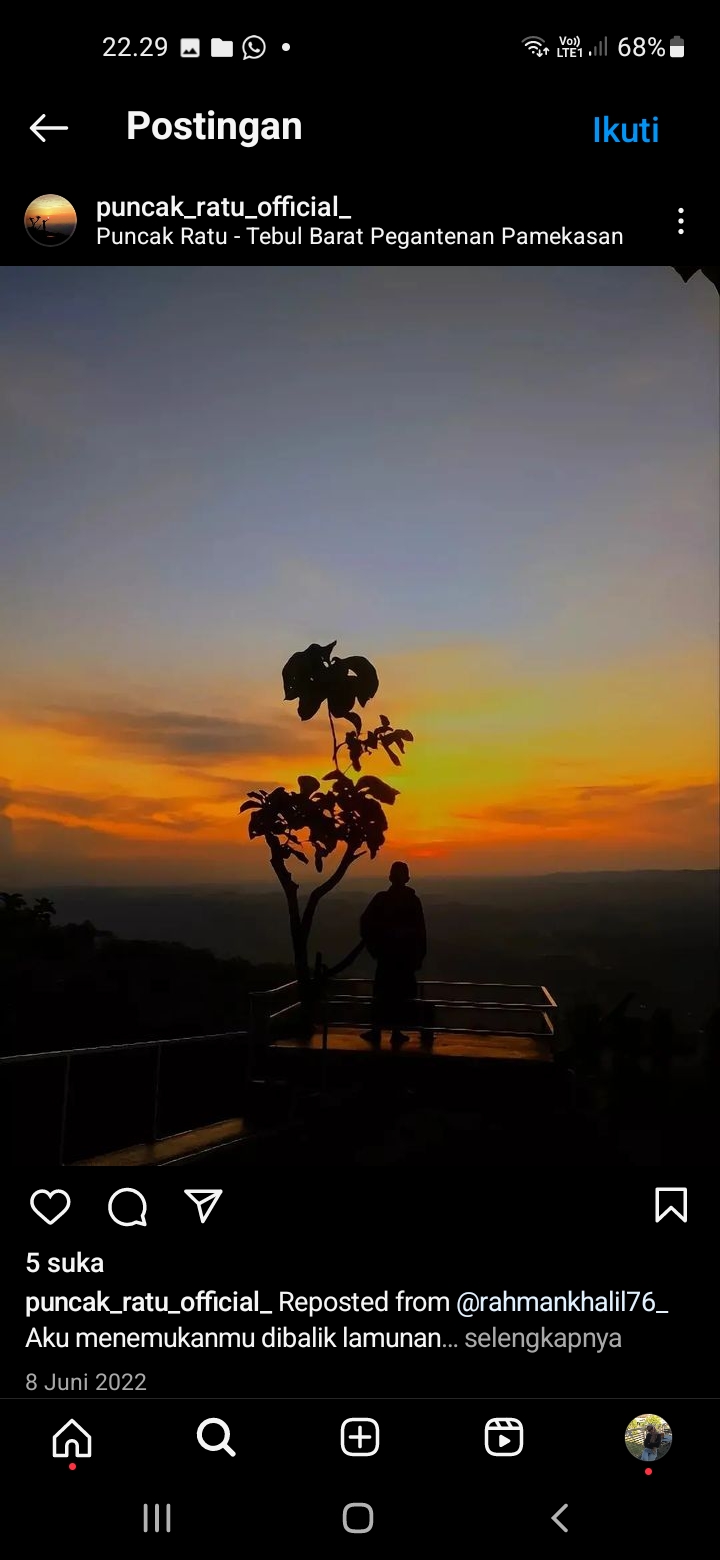 Keindahan Senja di Wisata Puncak Ratu Pamekasan Madura