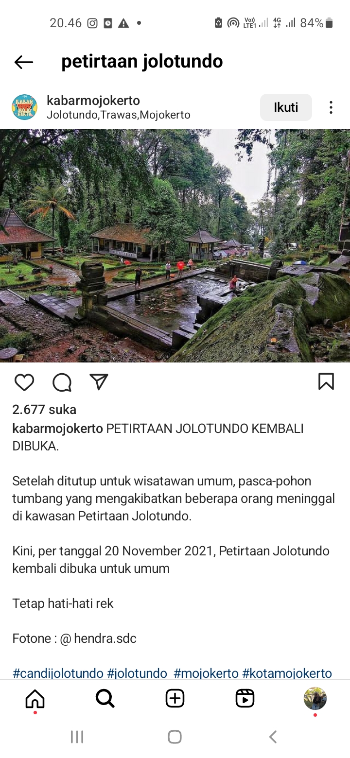 Pertitaan Jolotundo, Mojokerto