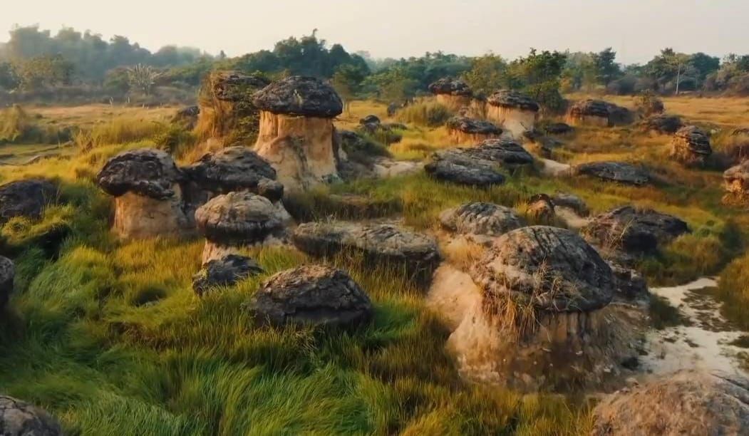 Batu-batu yang menyerupai bentuk jamur di Gresik.