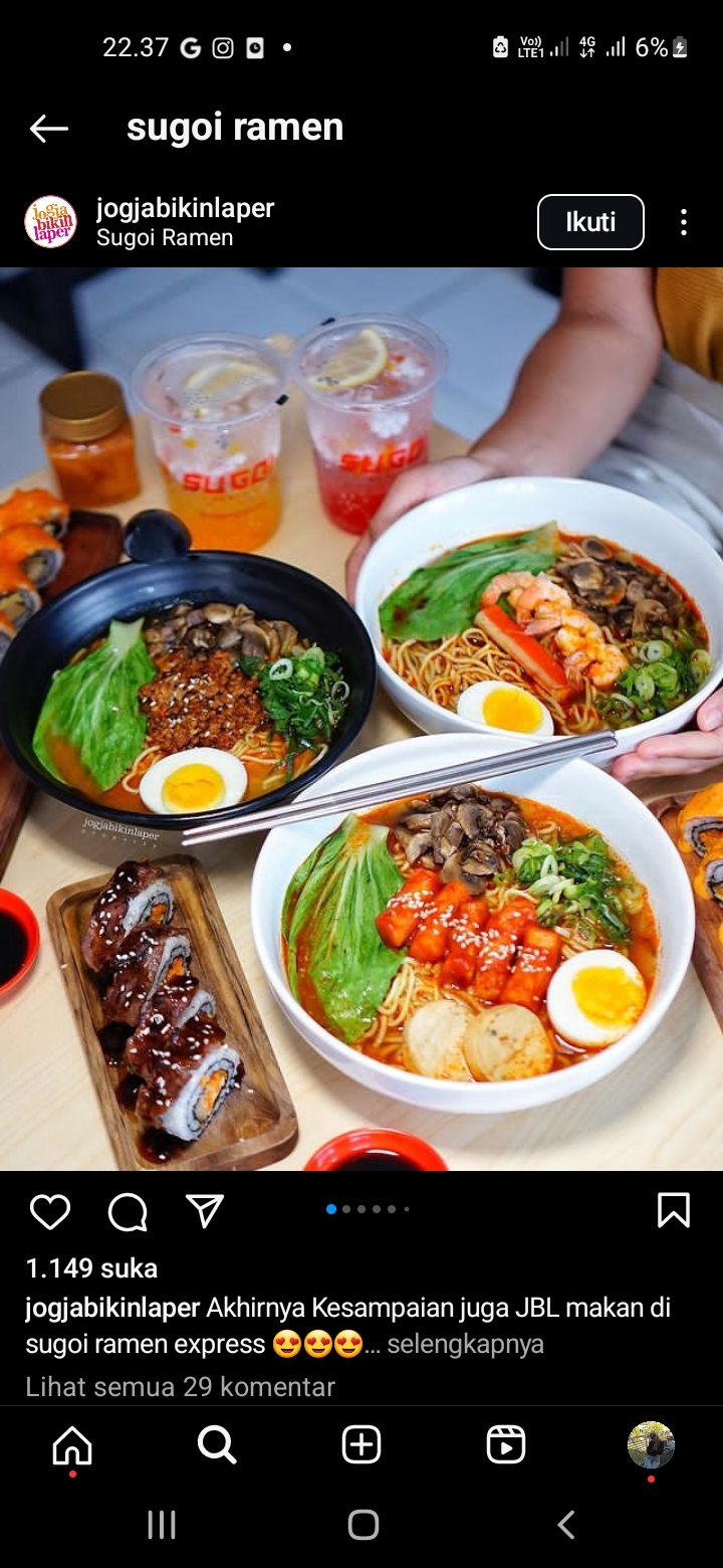 Beberapa menu yang menggugah selera di Sugoi Ramen