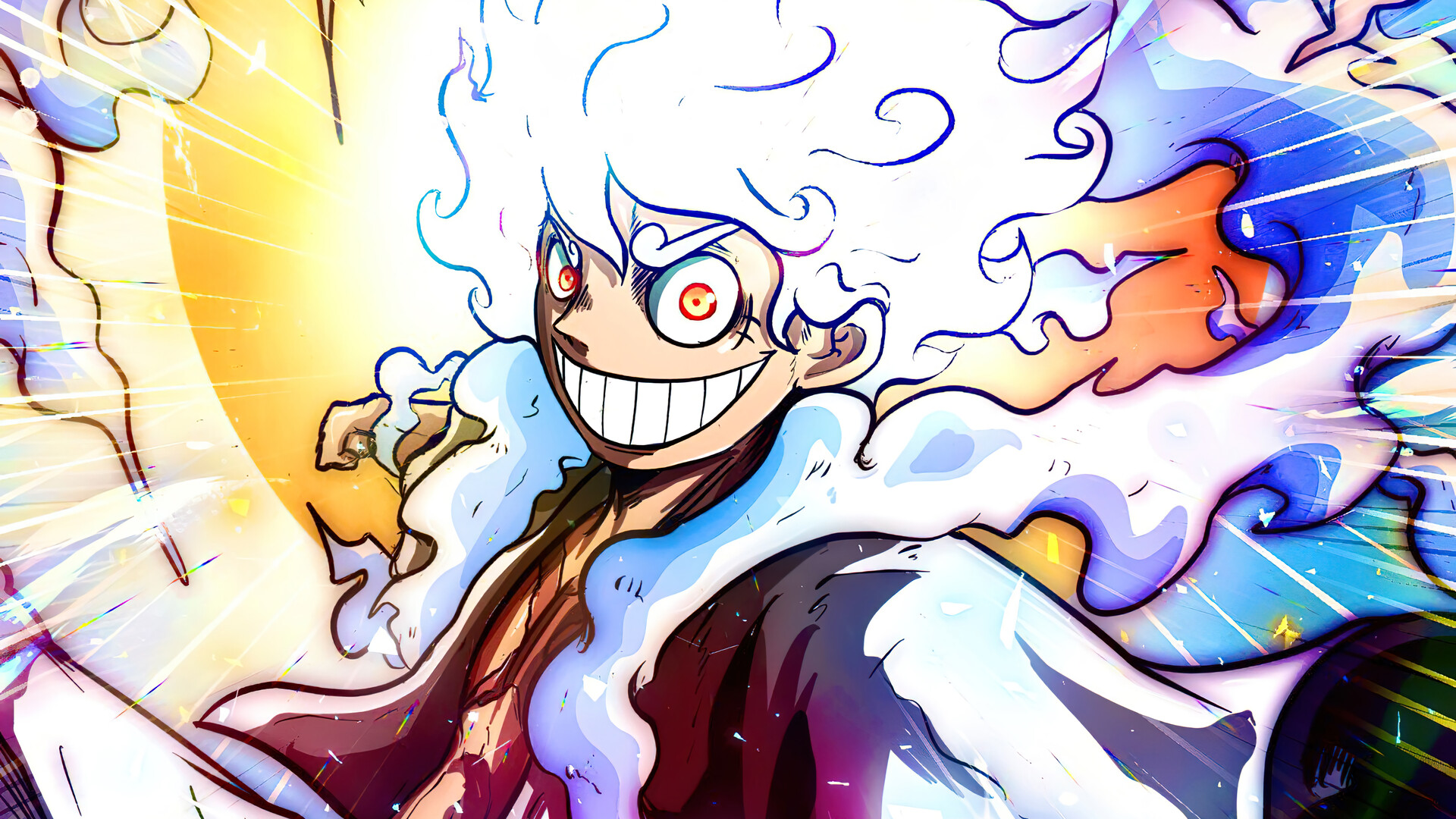 Monkey D Luffy dalam mode Gear 5 Sun God Nika