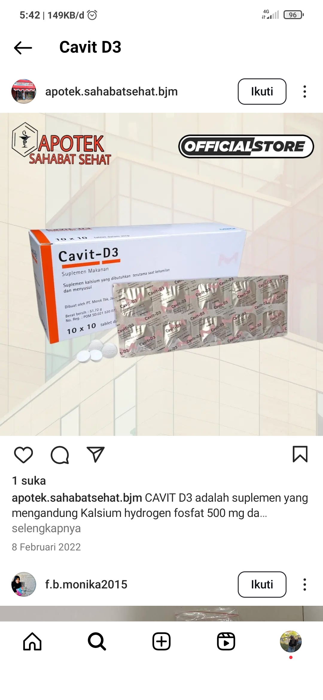 Cavit D3, salah satu suplemen kesehatan yang sering digunakan.