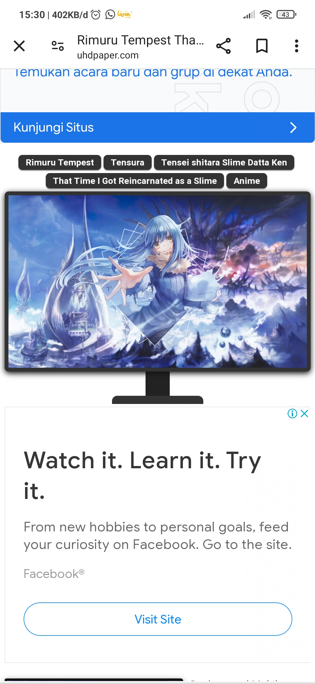 Rimuru, Tokoh utama dalam anime  Tensura