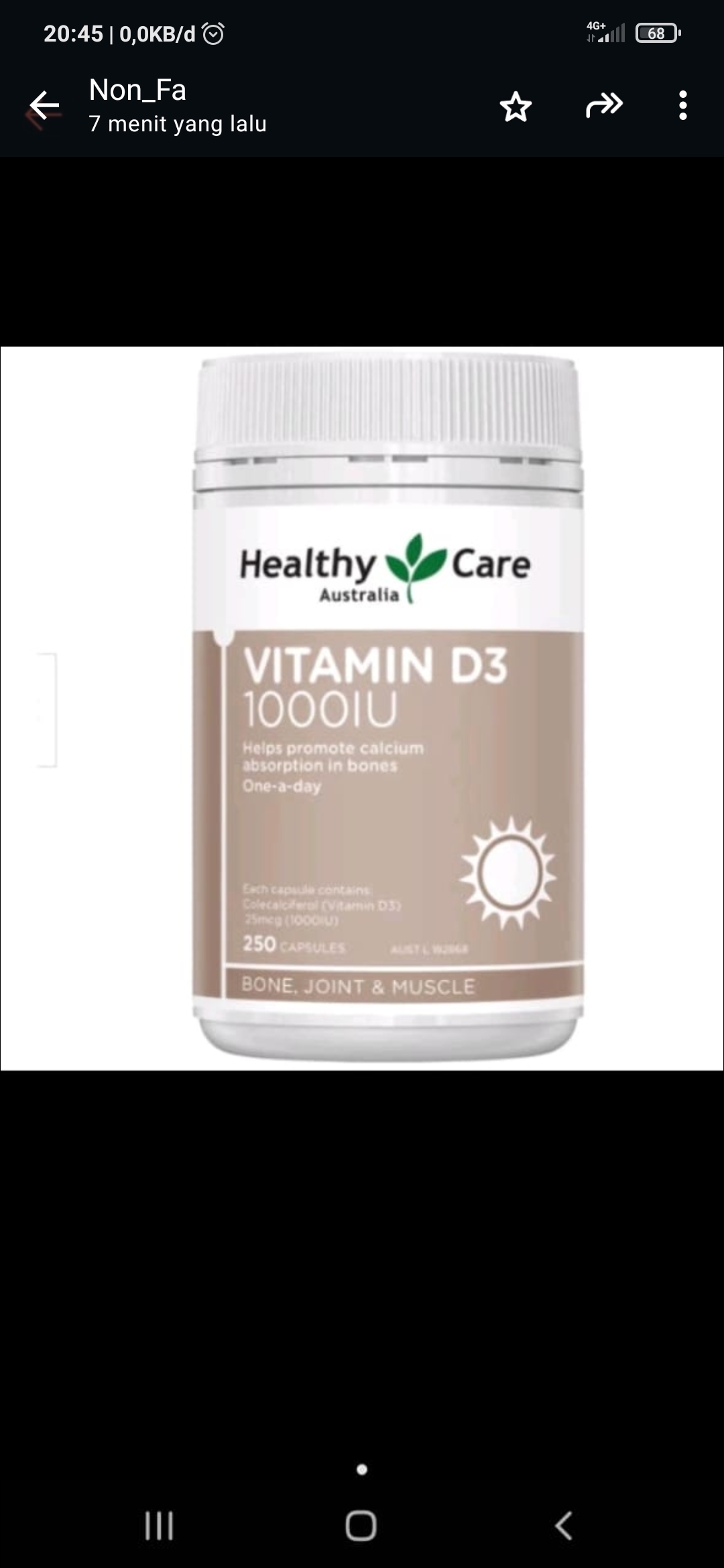 Healthy Care Vitamin D3 suplemen kesehatan yang bagus untuk daya tahan tubuh.