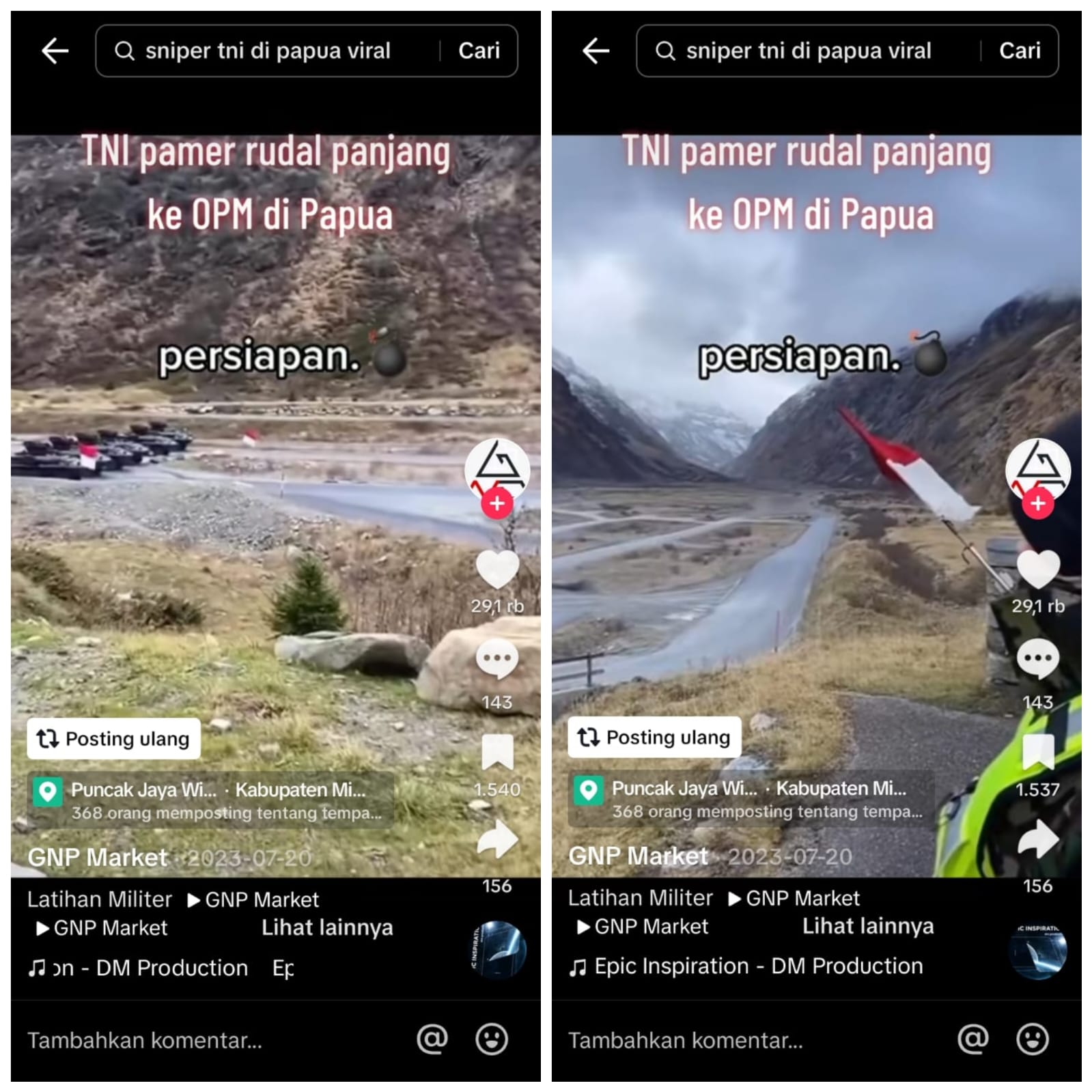 BUKAN DI PAPUA: Hasil capture video yang menyebut latihan TNI menggunakan rudal di Papua.