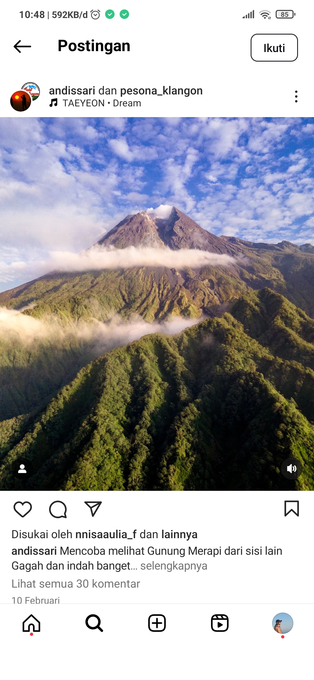 Pesona Bukit Klangon dengan Beground Gunung Merapi