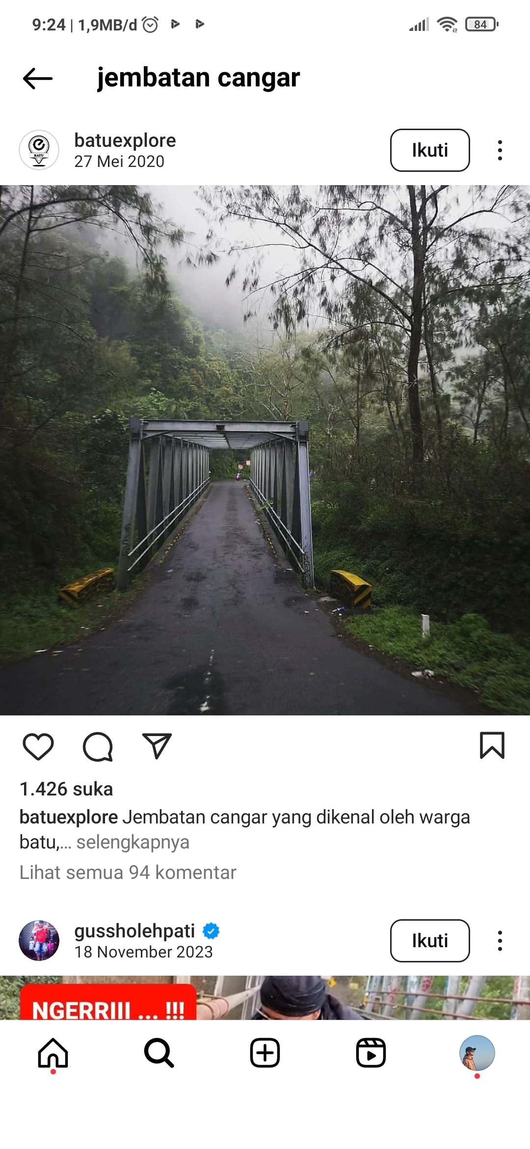 Jembatan Cangar punya cerita mistis yang bikin ngeri
