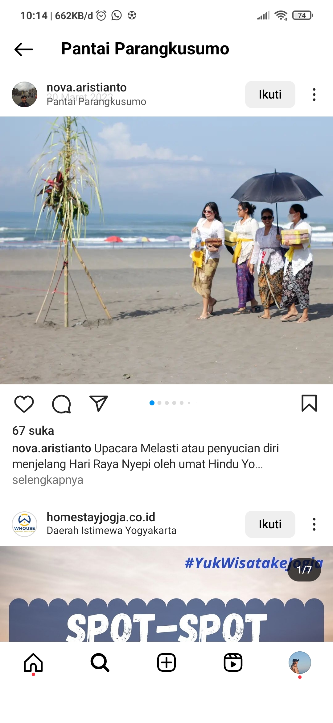 Salah satu upacara saat hari raya nyepi di pantai Parangkusumo