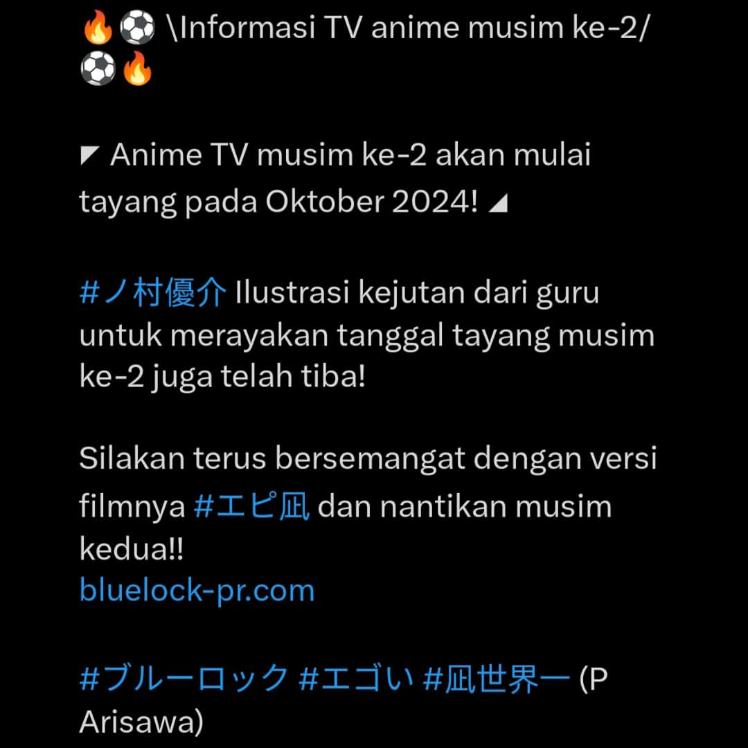 pengumunan resmi di platform x / blue lock