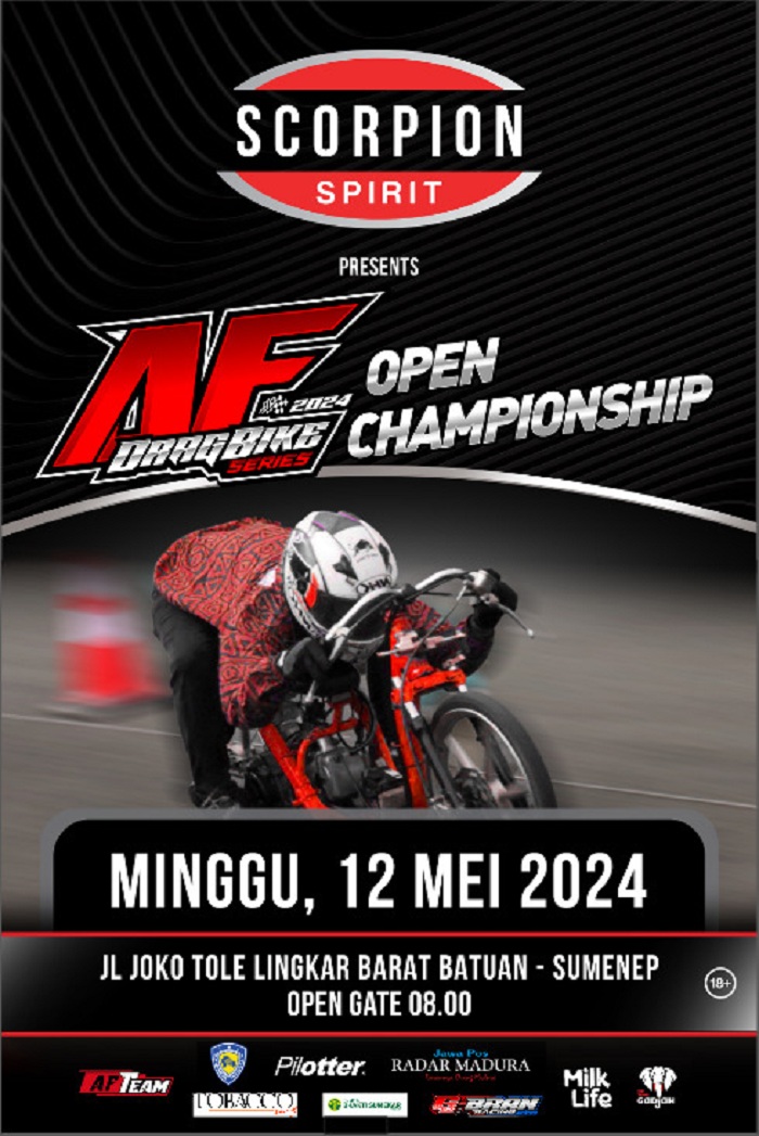 BAKAL MERIAH: Event drag bike di Jalan Jokotole, Lingkar Barat, Kecamatan Batuan, Sumenep.