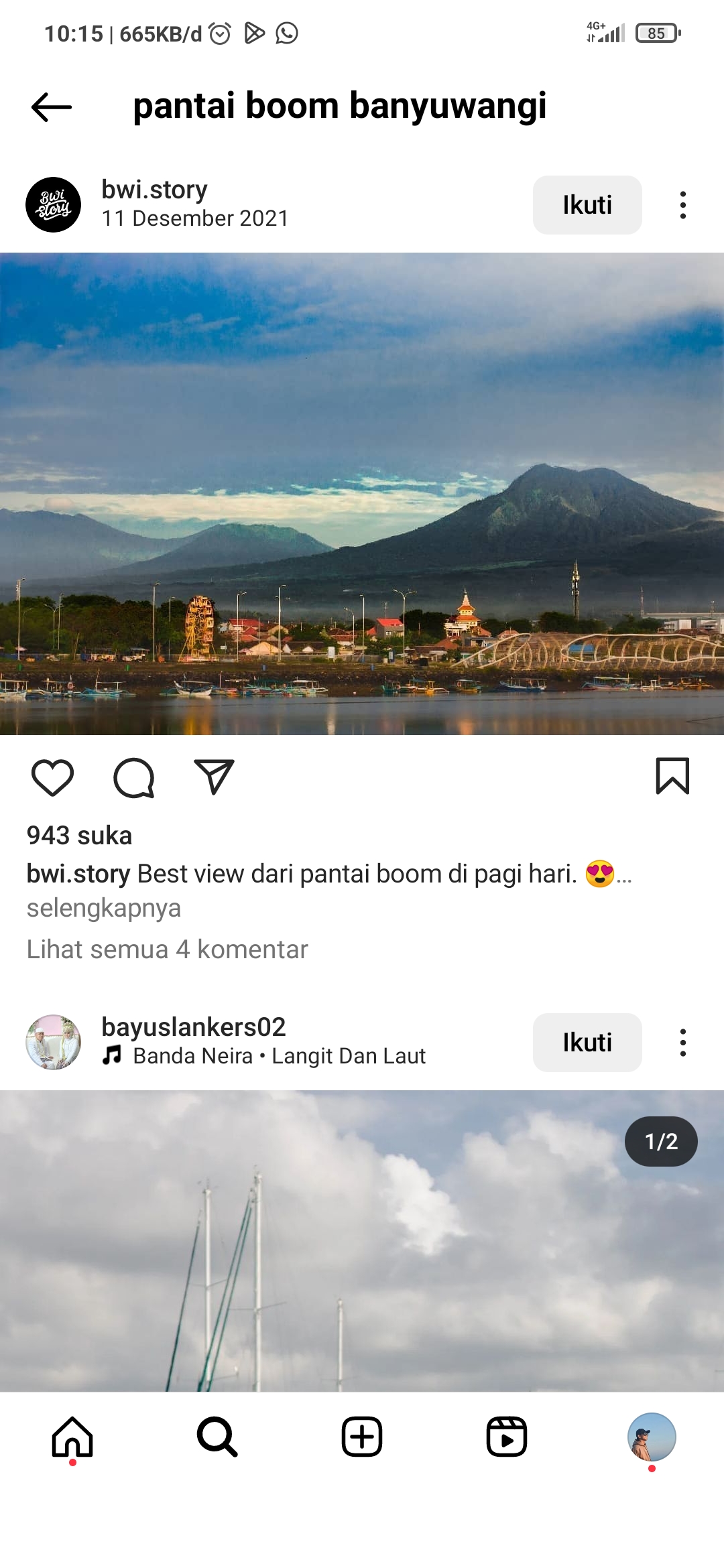Potret Pantai Boom Banyuwangi yang Menawan