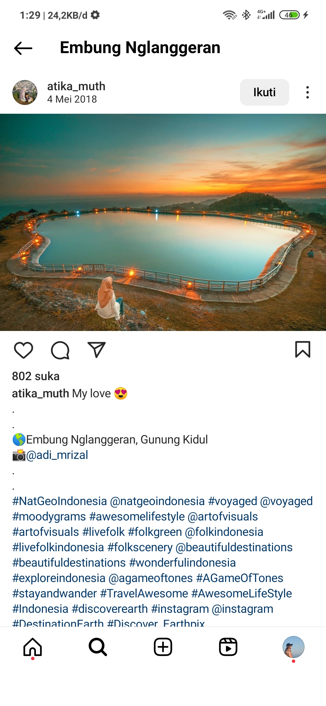 Pemandangan indah Embung Nglanggeran Yogyakarta