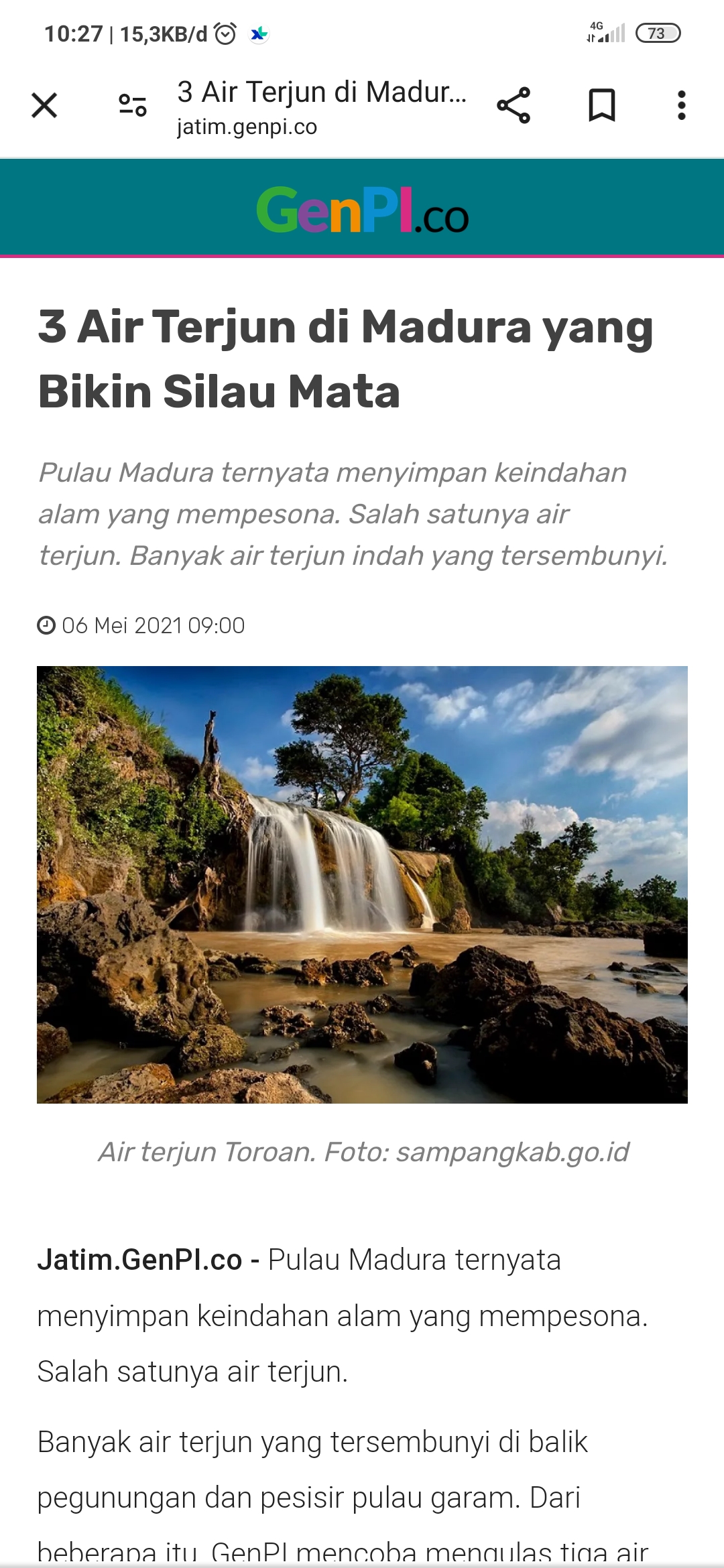 Air Terjun Toroan punya keindahan alam yang menakjubkan