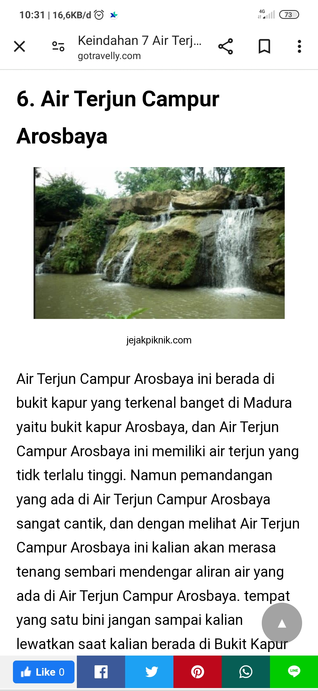 Air terjun Campur Arosbaya yang unik