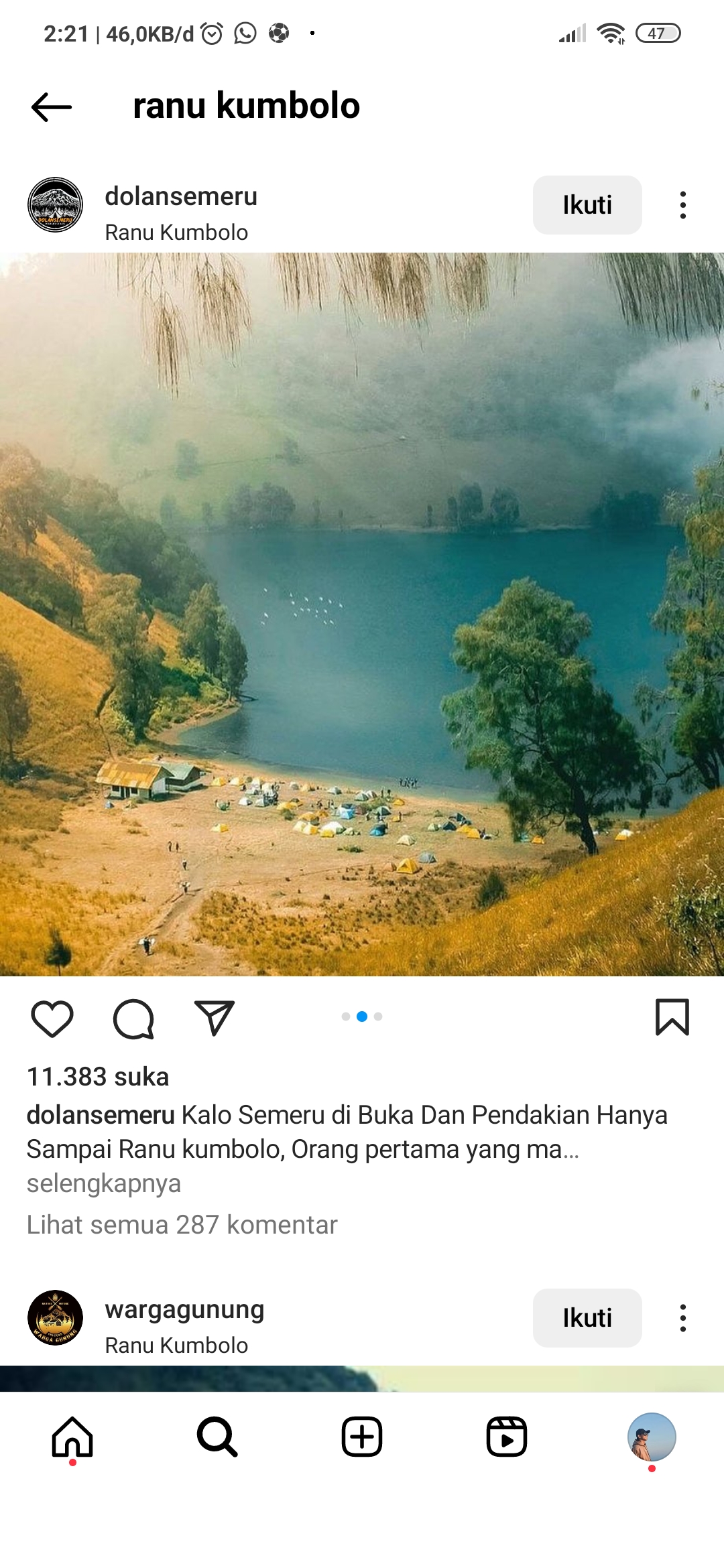 Ranu Kumbolo dengan Misterinya