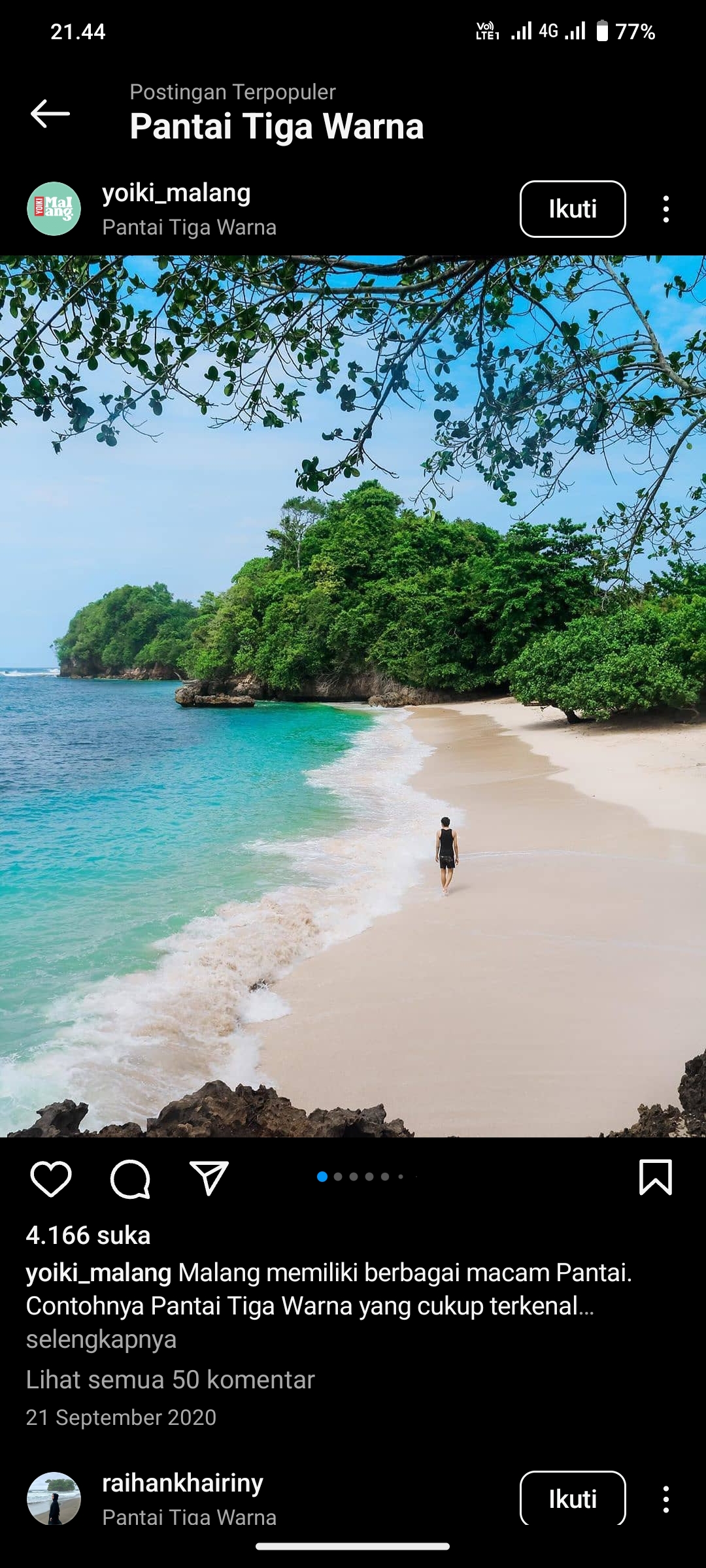 Pantai Tiga Warna, Banyuwangi