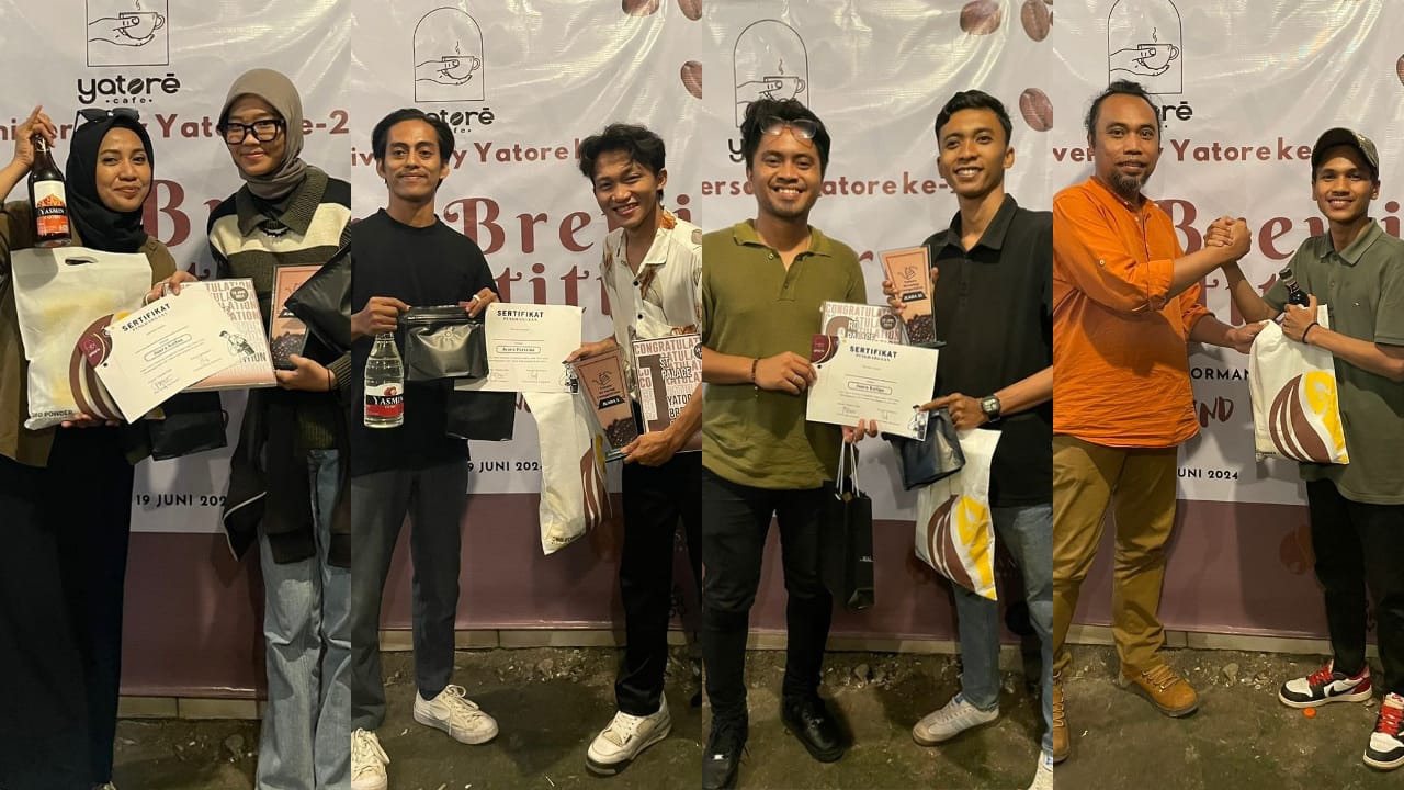 SUKSES: Sejumlah barista muda berfoto bersama saat mengikuti kegiatan Fun Brewing di Yatore Cafe, Kamal, Bangkalan.