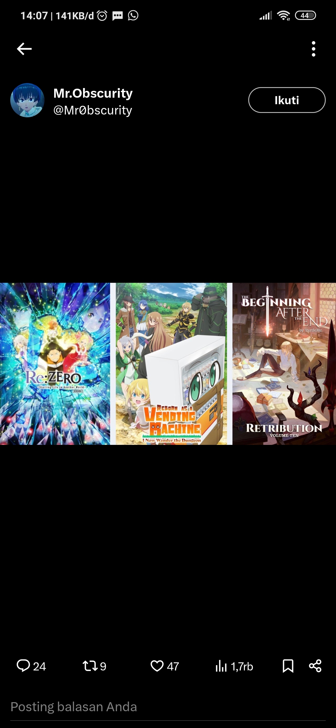 Beberapa Cover Manga Isekai