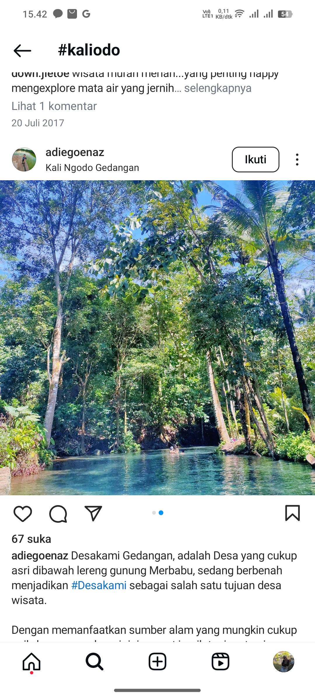 Kali Odo, yang terletak di Dusun Gedangan, Tuntang, Kabupaten Semarang.