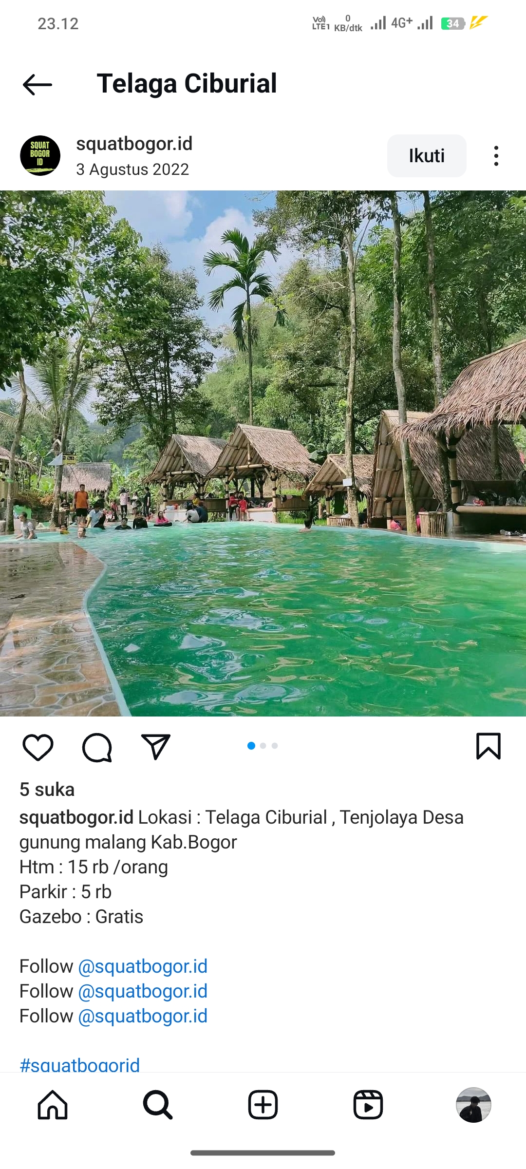 Telaga Ciburial, Sentul, Bogor