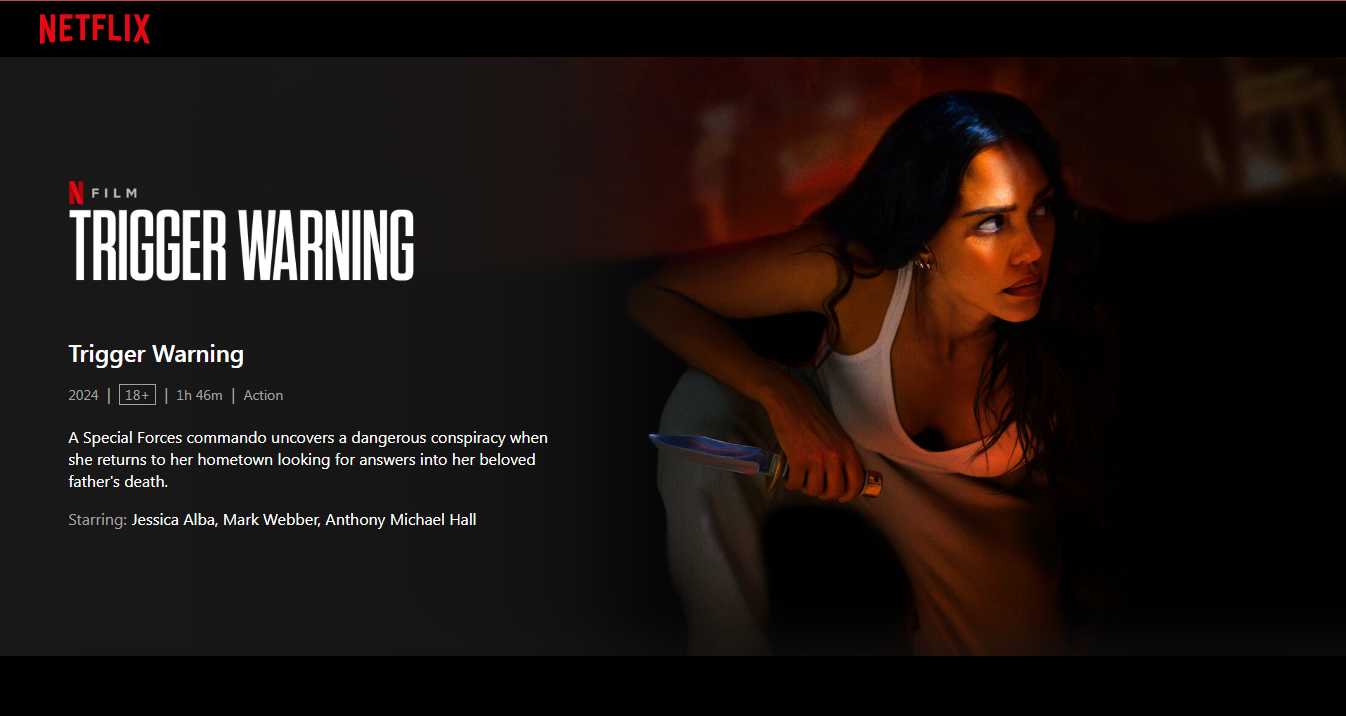 Film Trigger Warning yang dibintangi Jessica Alba di Netflix