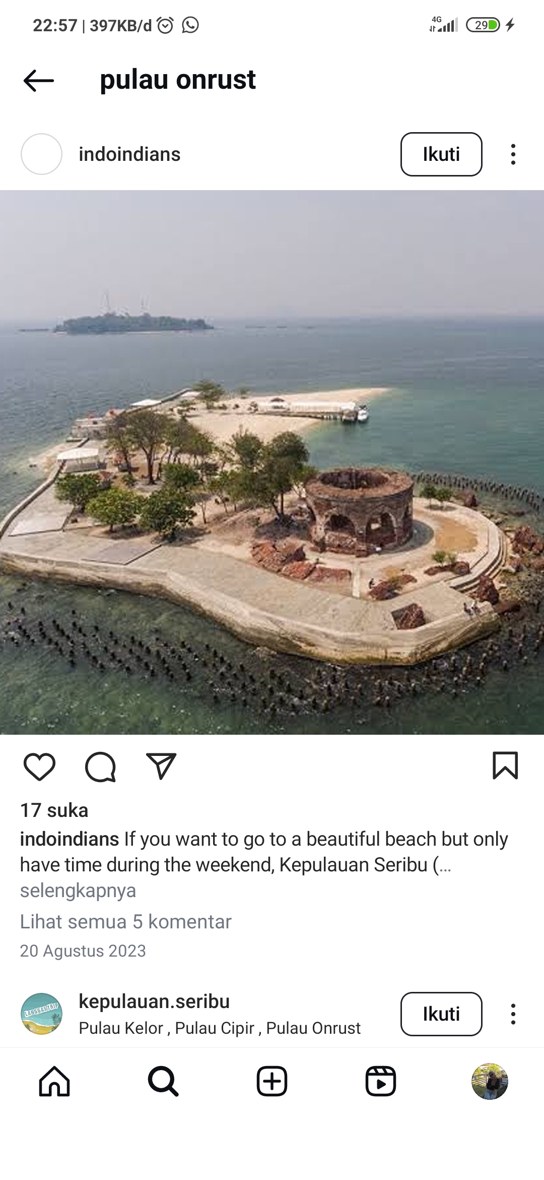 Pulau unrust kepulauan seribu