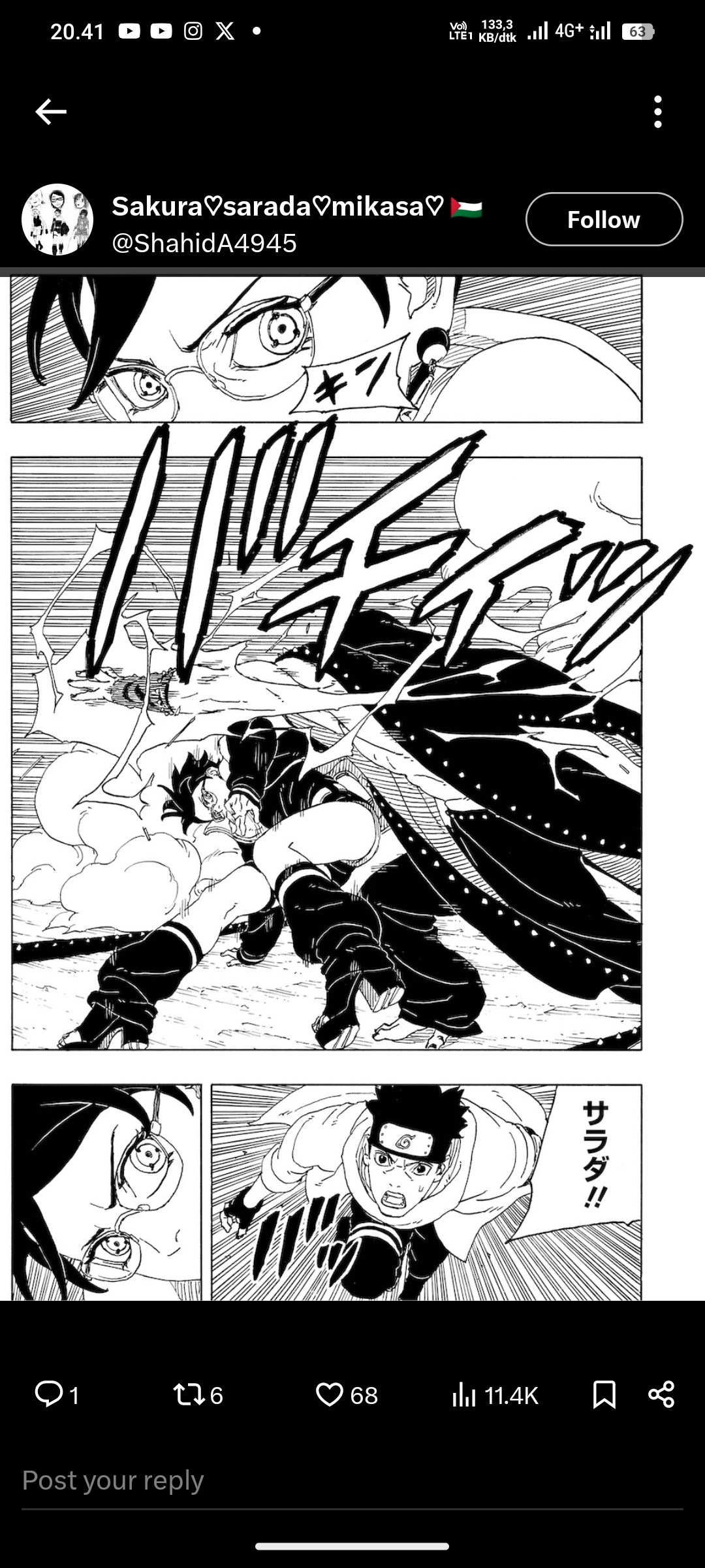 Sarada Uchiha dalam Pertarungan Melawan Hidari