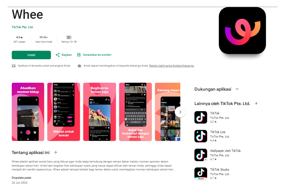 whee aplikasi bytedance yang mirip instagram