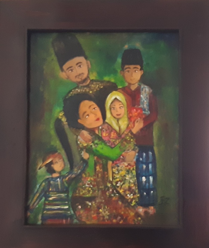 Lukisan berjudul Keluarga Blater karya Feeza.&nbsp;(HIDAYAT RAHARJA)