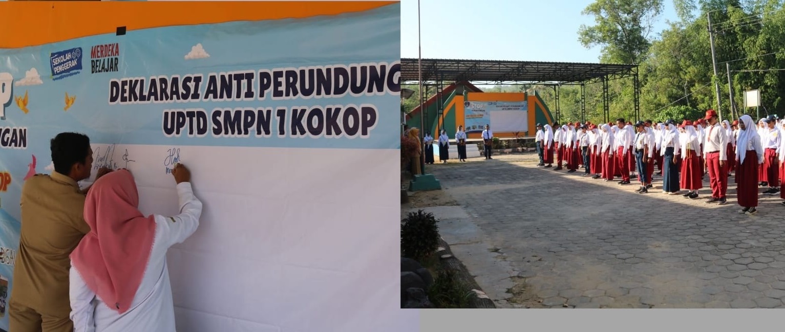 GENERASI EMAS: Siswa baru UPTD SMPN 1 Kokop mengikuti upacara pembukaan MPLS, Senin (15/7).