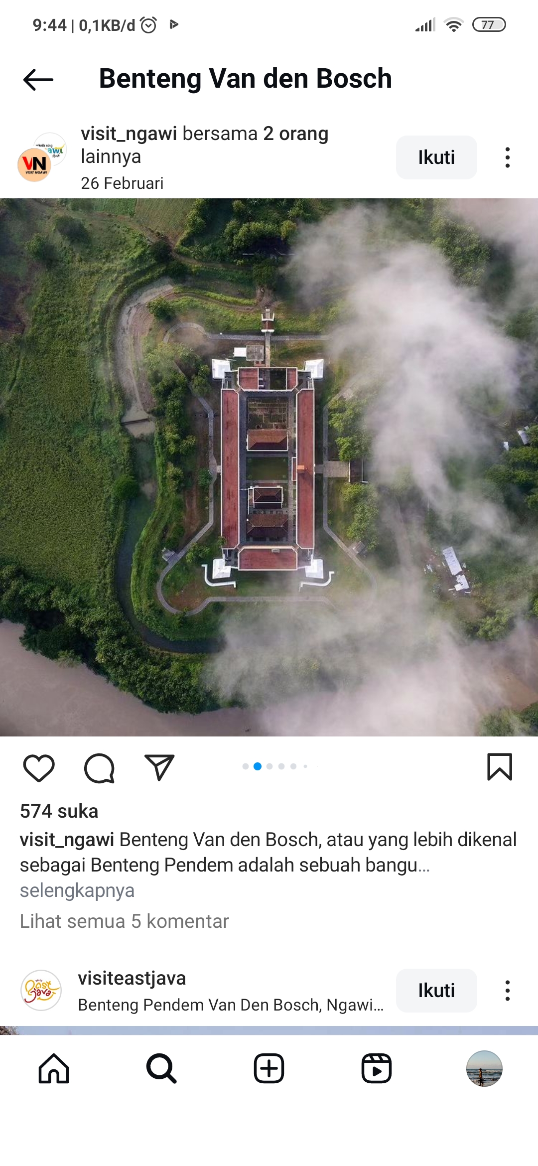 Potret benteng Van Den Bosch dari atas