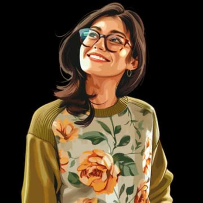 Ilustrasi puisi Deskripsi, perempuan berkacamata. (pngtree.com)