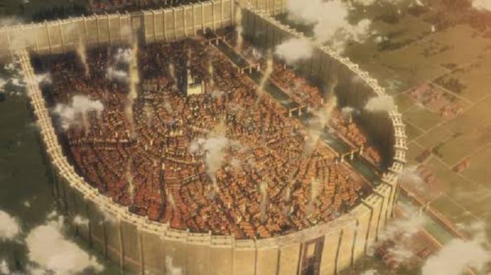 Tembok paradis Attack on Titan (tangkapan layar Attack on Titan)
