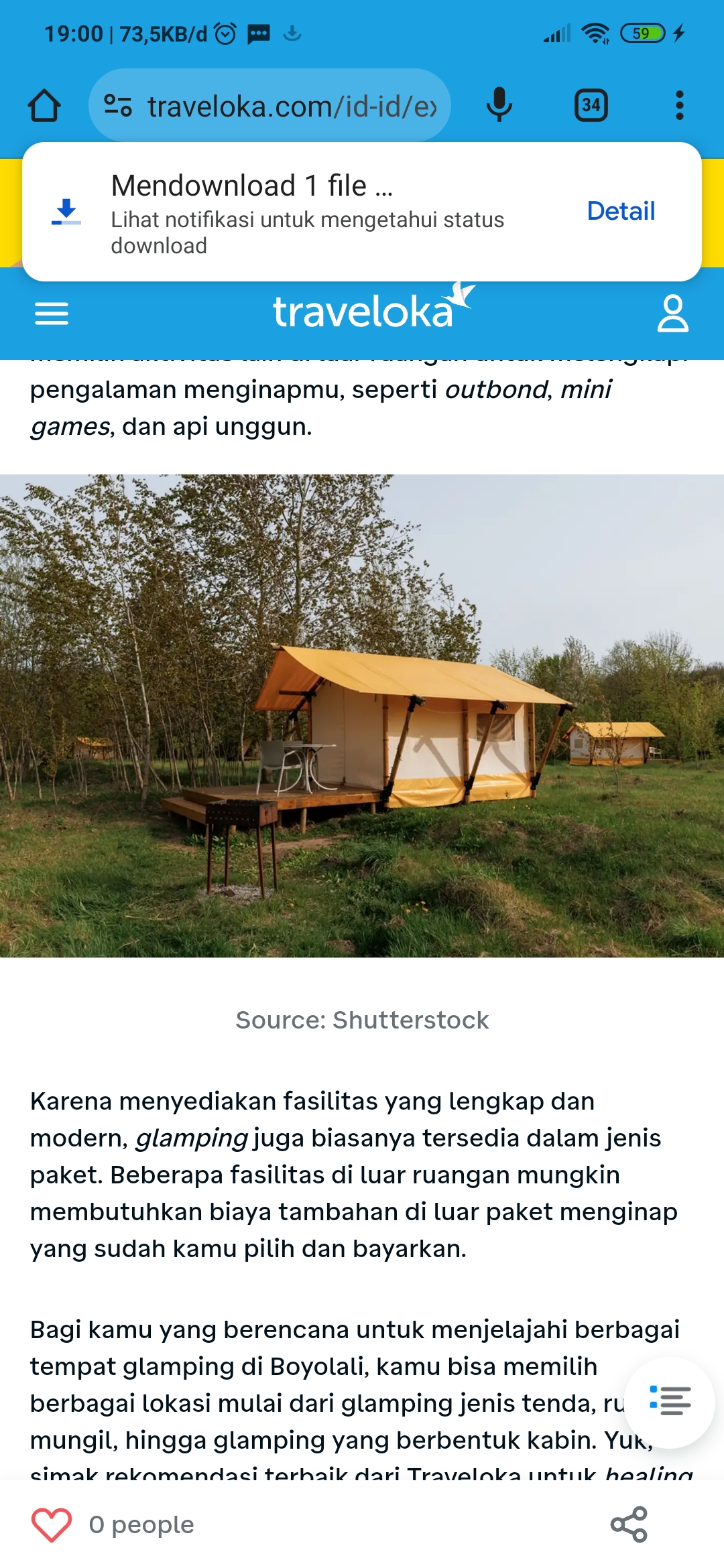 Ilustrasi glamping di Boyolali