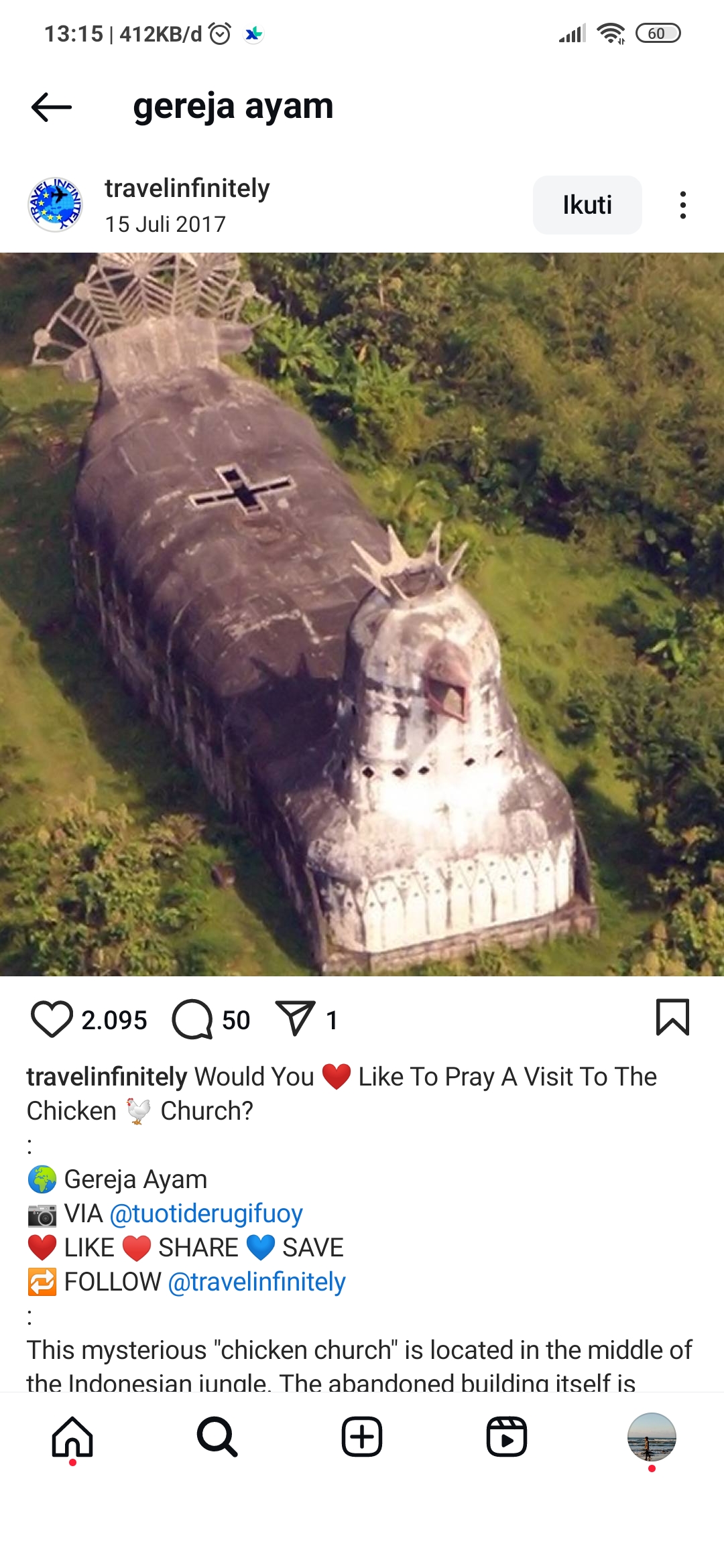Gereja Ayam yang unik