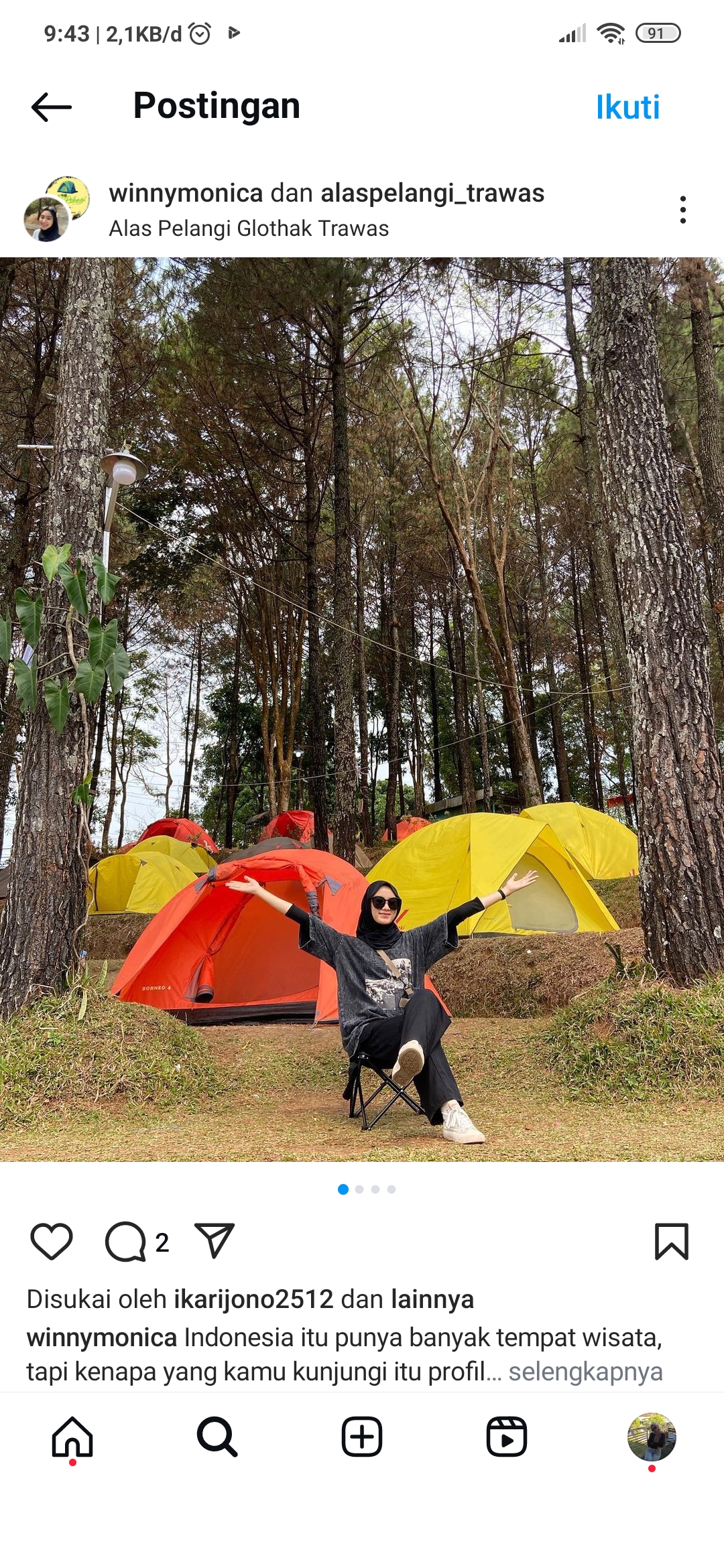 Potret indah pemandangan di Alas Pelangi  Trawas Mojokerto