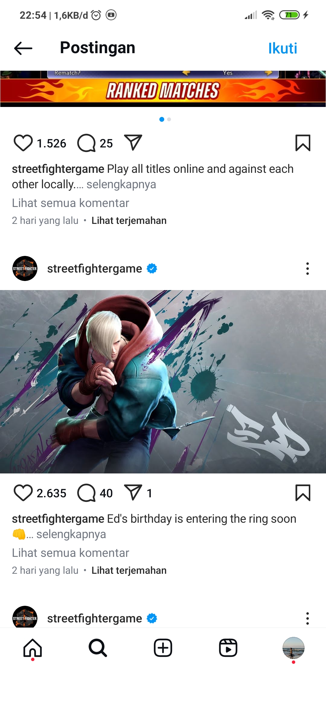 Salah Satu Karakter  Street Fighter