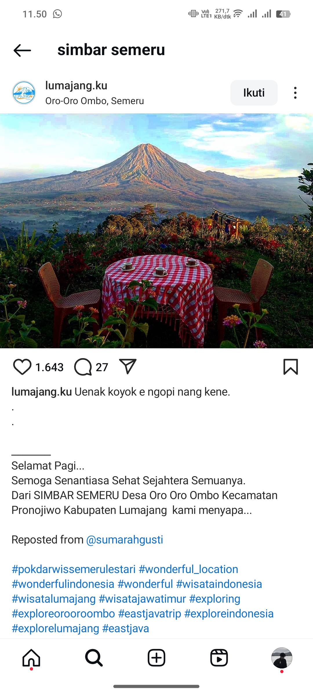 Simbar Semeru, Lumajang