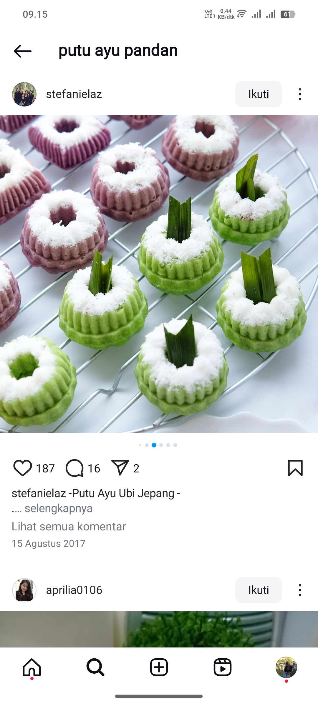 Kue Putu Ayu Pandan